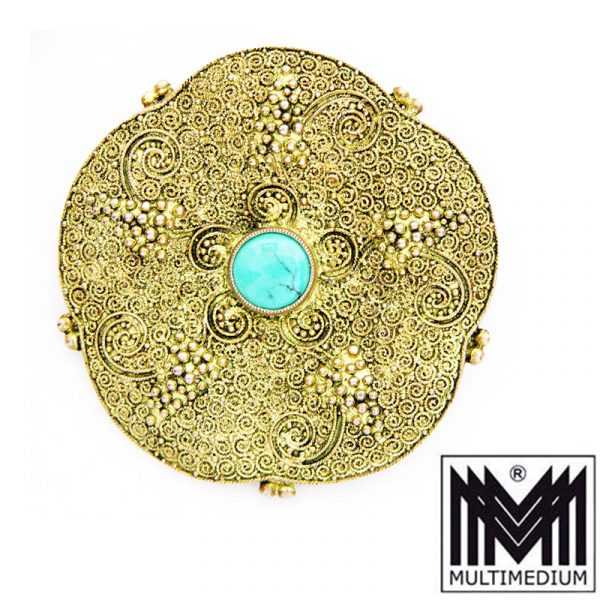 Großer prachtvoller 585 Gold Ring Türkis turquoise 14kt Gelbgold gorgeous