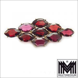 333er Gold Brosche Granat Raute garnet gold brooch 8ct rhombus