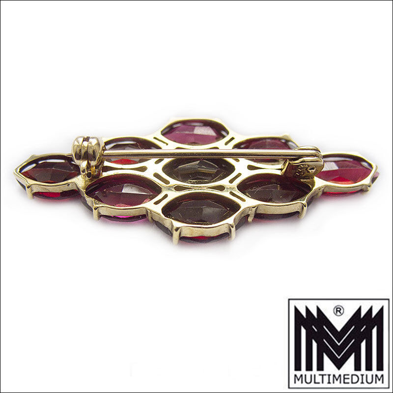 333er Gold Brosche Granat Raute garnet gold brooch 8ct rhombus