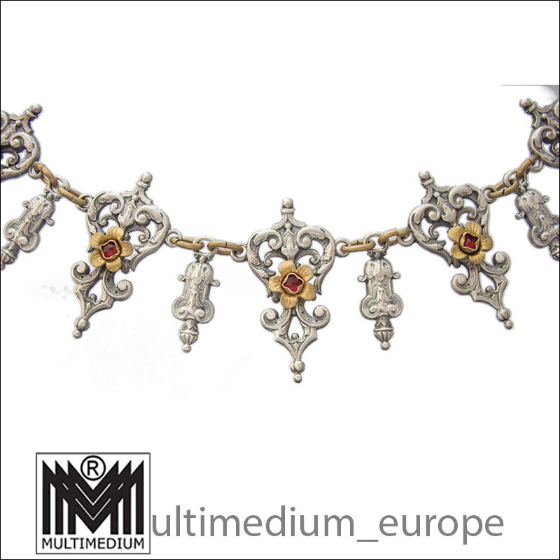 Antike Historismus Neorenaissance Halskette Collier Granat Paste selten Trachten 03 Antike Historismus Neorenaissance Halskette Collier Granat Paste selten Trachten