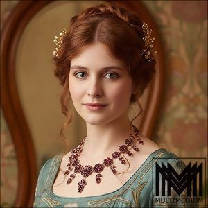 Antikes Tombak Granat Collier Halskette um 1880 tombac garnet necklace