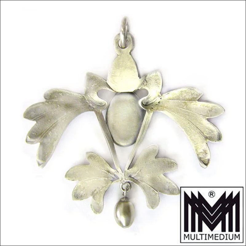 Jugendstil Anhänger Gablonz Paste um 1900 grün blau violett