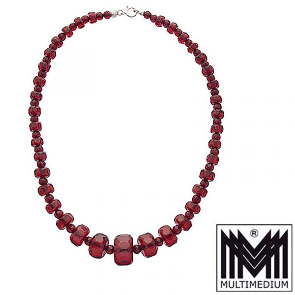 Art Deco Bernstein Optik Bakelit Rot Halskette cherry amber necklace