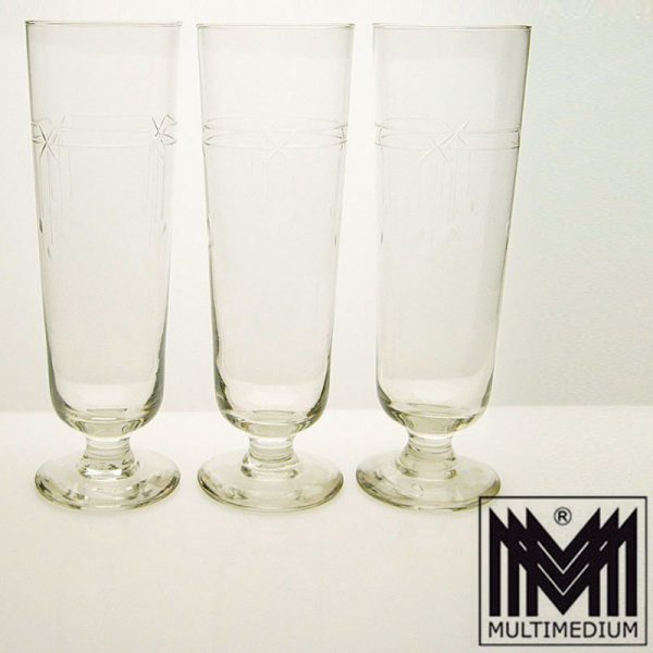 3 antike Jugendstil Weizen Bier Gläser geschliffen antique beer glass