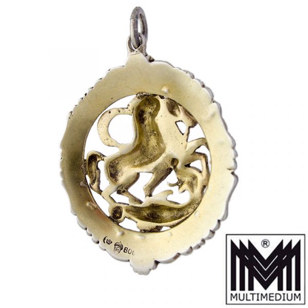 Amulett Silber Anhänger Heiliger Hl. St. Georg Drachentöter silver pendant dragon