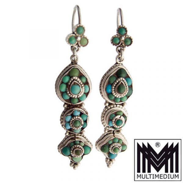 Alte Silber Türkis Ohrringe Handarbeit silver earrings turquoise