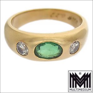 750 Gelbgold Smaragd Diamanten Ring 18ct yellow gold diamonds emerald