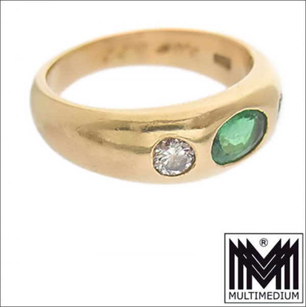CRW 0524 750 Gelbgold Smaragd Diamanten Ring 18ct yellow gold diamonds emerald