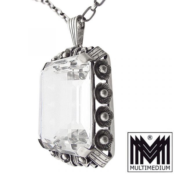 Riesiger Art Deco Silber Anhänger Bergkristall silver pendant mountain crystal