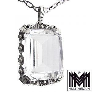 Riesiger Art Deco Silber Anhänger Bergkristall silver pendant mountain crystal