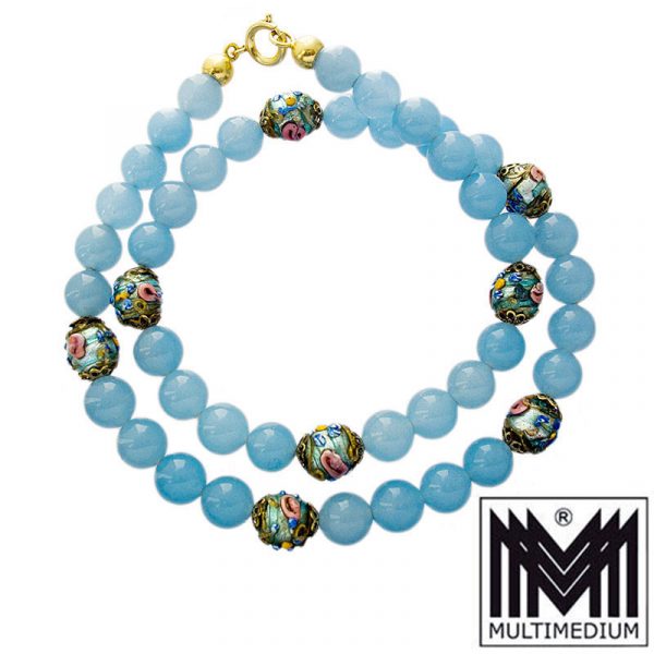 Vintage Murano Glas Halskette Hell Blau glass necklace light blue