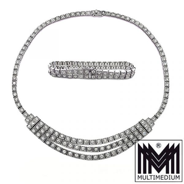 Art Deco Strass Set Collier Armband Silber 935 paste silver pendant bracelet