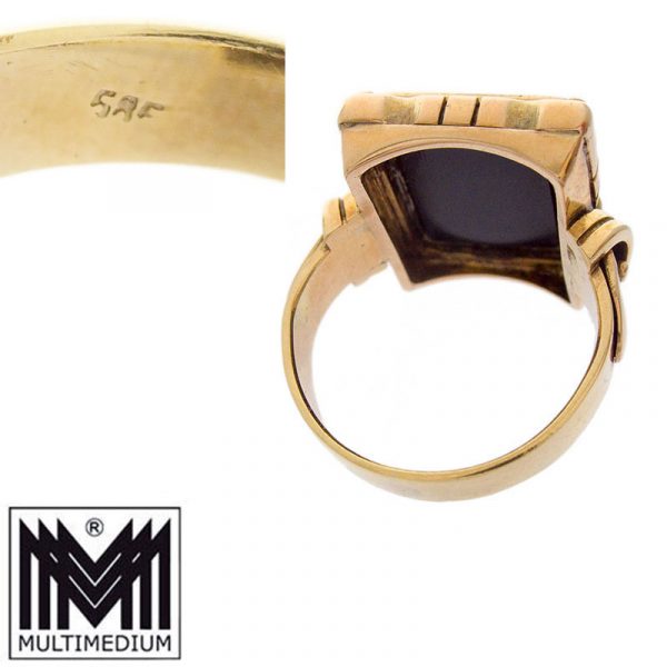 Edwardian Art Deco 585 Gold Onyx Herren Siegel Ring Fingerring