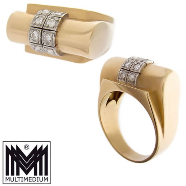 Art Deco 585 Gelbgold Damen Ring Diamant Fingerring 14ct gold diamond
