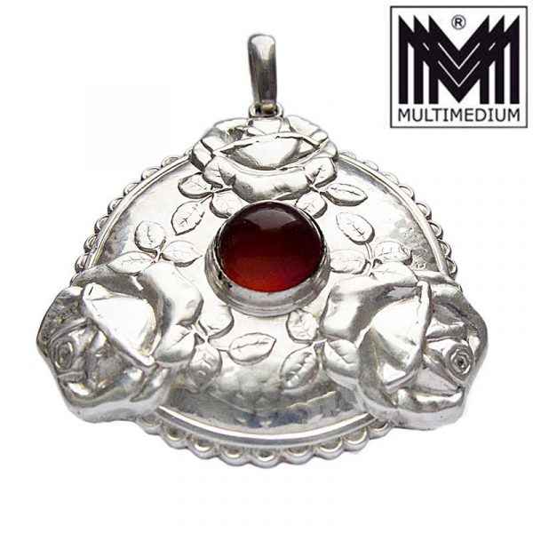 Jugendstil Silber Anhänger A. Odenwald Pforzheim amber silver pendant