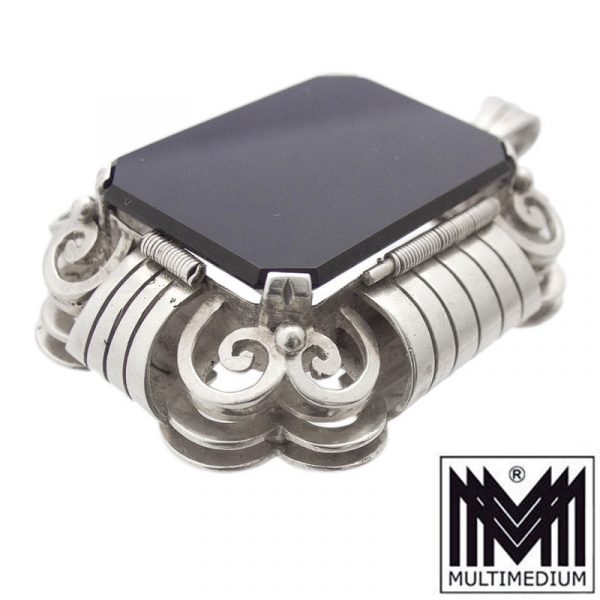Großer Art Deco Silber Anhänger 835 Onyx silver pendant
