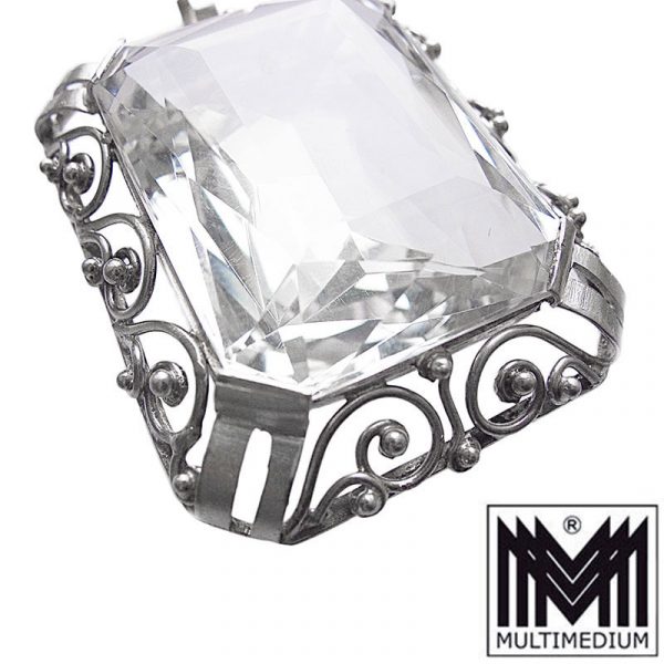 Großer Art Deco Silber Anhänger Bergkristall silver pendant mountain crystal