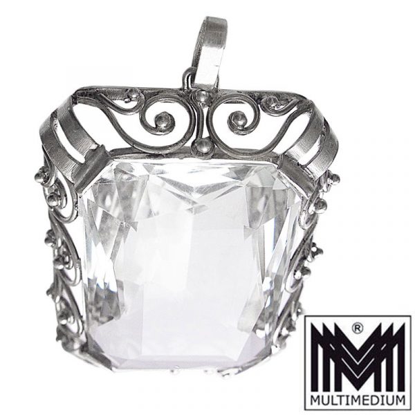 Großer Art Deco Silber Anhänger Bergkristall silver pendant mountain crystal