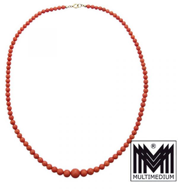 Italienische lachsfarbene Korallen Halskette Art Deco coral necklace