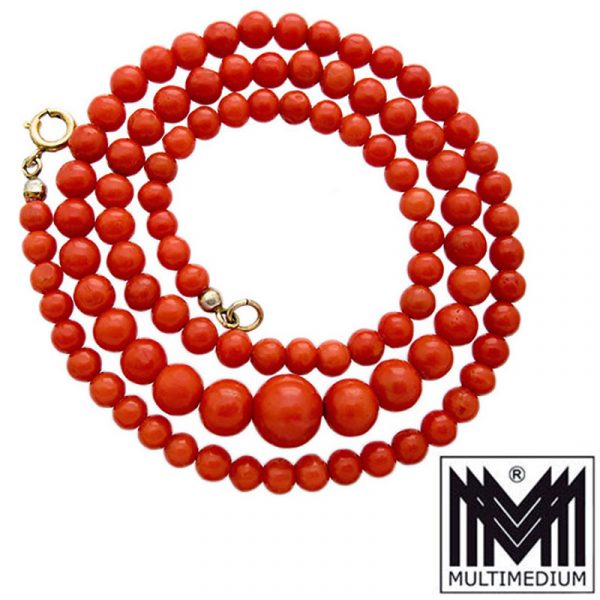 Italienische lachsfarbene Korallen Halskette Art Deco coral necklace