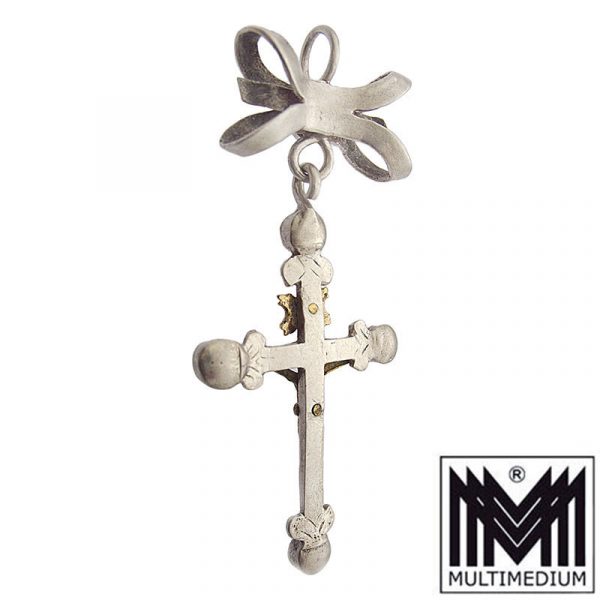 Barock Silber Kreuz Granat Trachten Mieder Anhänger baroque silver cross pendant