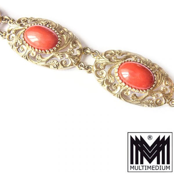 CRW 1405 Koralle Set Ring Ohrringe Armband Anhänger coral silver earring bracelet pendant