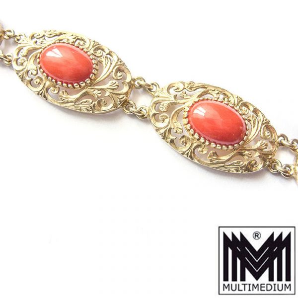 CRW 1406 Koralle Set Ring Ohrringe Armband Anhänger coral silver earring bracelet pendant