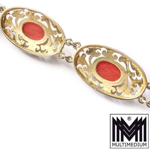 CRW 1407 Koralle Set Ring Ohrringe Armband Anhänger coral silver earring bracelet pendant