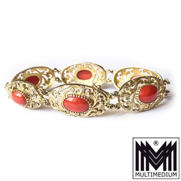 CRW 1414 Koralle Set Ring Ohrringe Armband Anhänger coral silver earring bracelet pendant