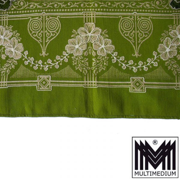 Antike Jugendstil Baumwolle Tischdecke Wandbehang Vorhang 1900 Grün