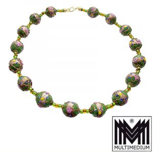 Vintage Murano Glas Kette Halskette Grün glass necklace millefiori