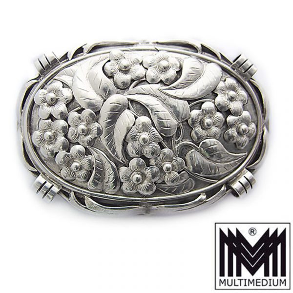 Art Deco Silber Brosche Handarbeit Blumen silver brooch handmade