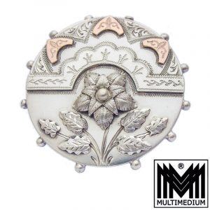 Viktorianische Silber Brosche Blumen Victorian Art nouveau silver brooch flowers