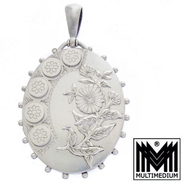 Victorianisches Silber Medaillon Victorian Art nouveau silver locket