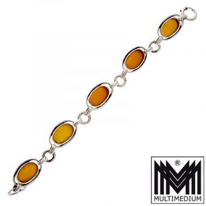 Art Deco Butterscotch Bernstein Armband Silber amber silver bracelet