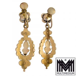 Antike 585er Gold Biedermeier Granat Ohrringe 14ct earrings garnet