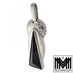 Zwernemann Art Deco Silber Anhänger 935 Onyx Ges.Gesch silver pendant