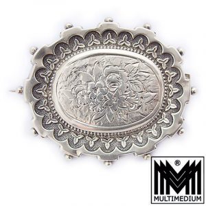 Historismus Silber Brosche ziseliert victorian silver brooch chiseled