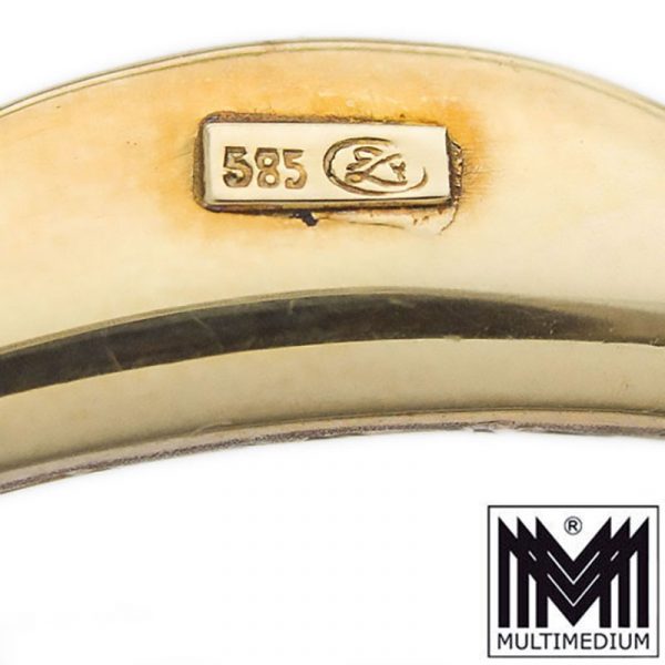 Georg Lauer Art Deco 585 Gold Brosche ziseliert Pforzheim 20er Jahre