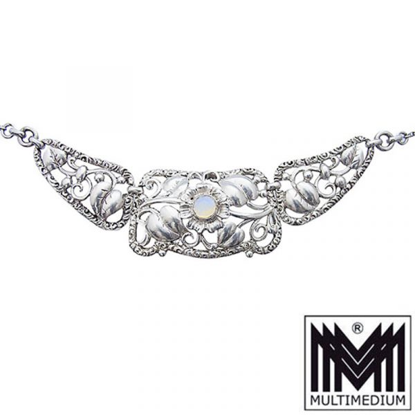 Jugendstil Mondstein Silber Collier Halskette nouveau silver necklace