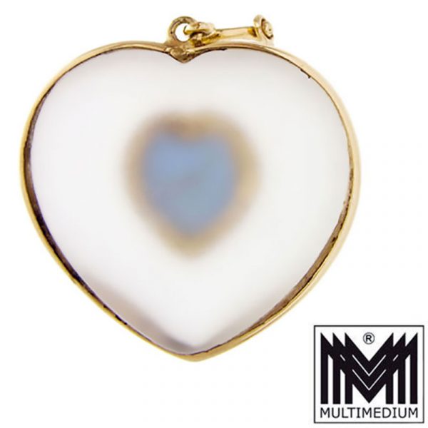 585 Gold Herz Vario Clip Anhänger Saphir Bergkristall heart pendant