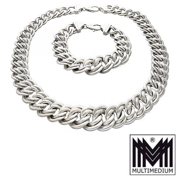 Vintage Silber Collier Halskette Armband silver necklace bracelet set