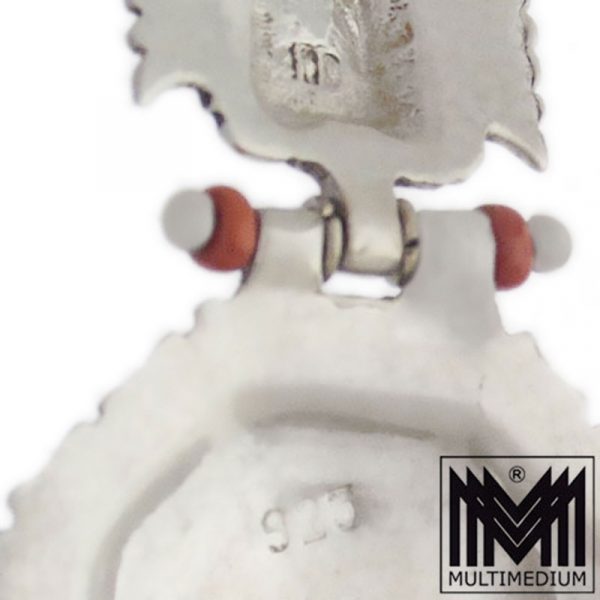 Große XXL Vintage Ohrringe Niello Tula Emaille Silber Art Deco Stil