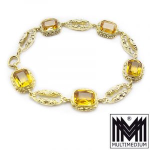 Art Deco Silber vergoldet Armband Citrin e silver gilt bracelet yellow quartz