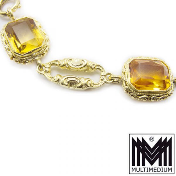 Art Deco Silber vergoldet Armband Citrin e silver gilt bracelet yellow quartz