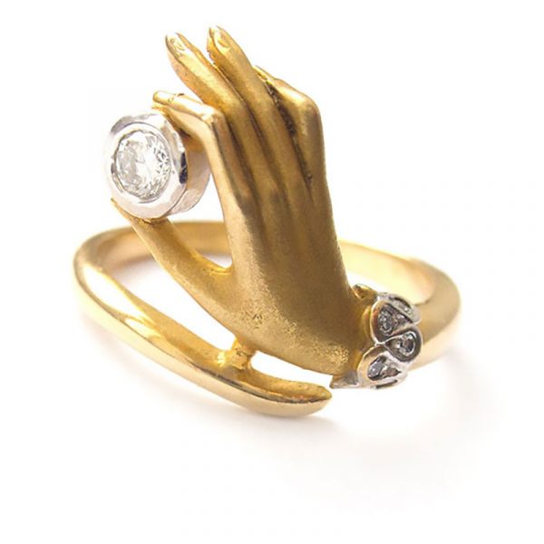 750 Gelbgold Weißgold Diamant Fingerring Hand 18ct Ring yellow gold