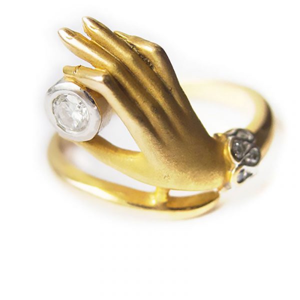 750 Gelbgold Weißgold Diamant Fingerring Hand 18ct Ring yellow gold