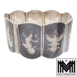 Art Deco Armband Siam Niello Tula Sterling Silber Emaille 30er Jahre