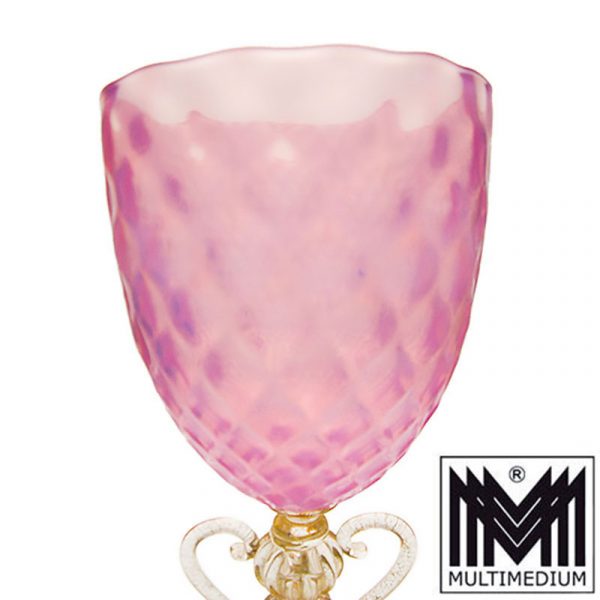 Salviati Toso Murano Glas Pokal Kelch pink Goldstaub Venedig 1900