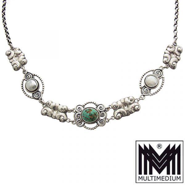 Jugendstil Türkis Silber Collier Halskette skonvirke silver necklace